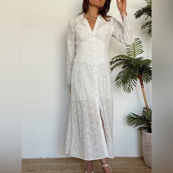 LINE & DOT LYDIA MIDI DRESS WHITE - Picture 4 of 4